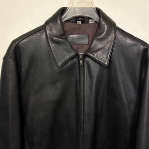 Alfani Black Leather Jacket for Men